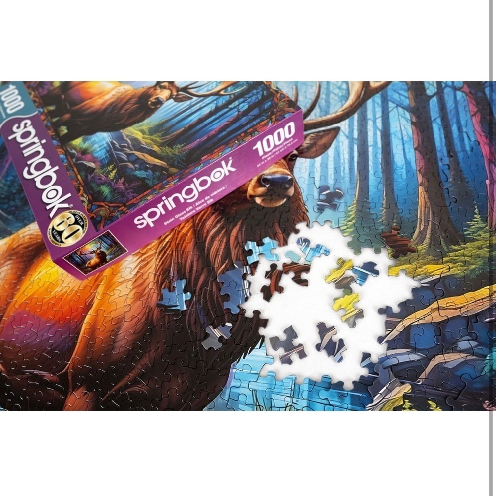 Springbok Stained Glass Elk 1000 Piece Jigsaw Puzzle for Adults Colorful…​​​ - Picture 5 of 5